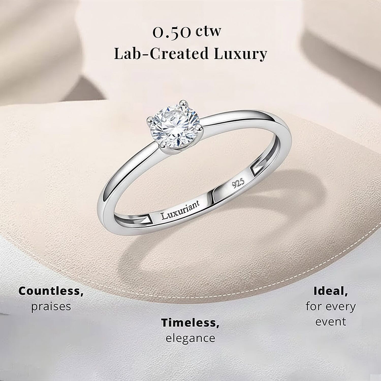 Doorbuster Luxuriant Lab Grown Diamond G-H SI 0.50 ctw Ring in Platinum Over Sterling Silver (Size 5.0)