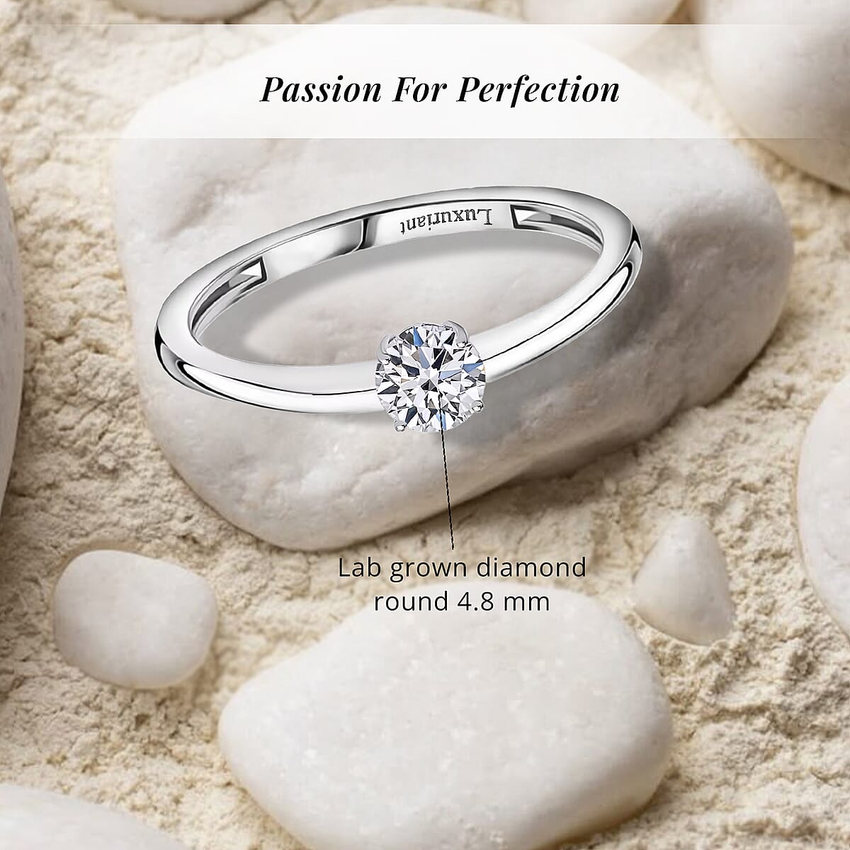 Luxuriant Lab Grown Diamond (G-H, SI) Ring in Platinum Over Sterling Silver (Size 10.0) (Del. in 12-15 Days) 0.50 ctw image number 5