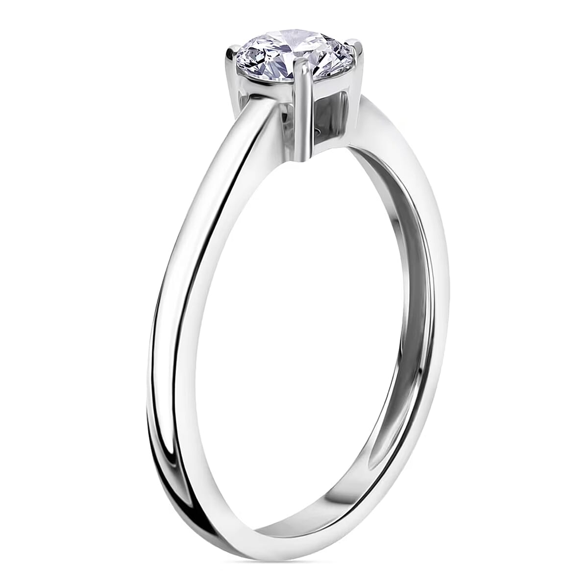 Luxuriant Lab Grown Diamond (G-H, SI) Ring in Platinum Over Sterling Silver (Size 10.0) (Del. in 12-15 Days) 0.50 ctw image number 8