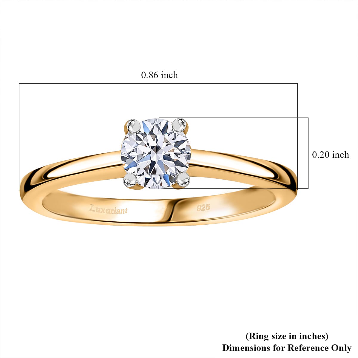 Luxuriant Lab Grown Diamond G-H SI 0.50 ctw Ring in 18K Vermeil Yellow Gold Over Sterling Silver (Size 6.0)  image number 4