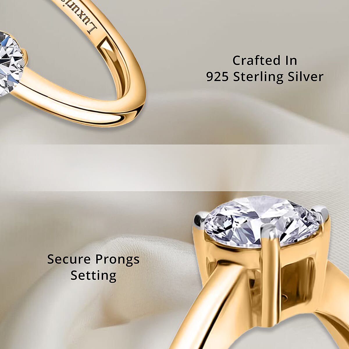 Luxuriant Lab Grown Diamond G-H SI 0.50 ctw Ring in 18K Vermeil Yellow Gold Over Sterling Silver (Size 7.0) image number 2