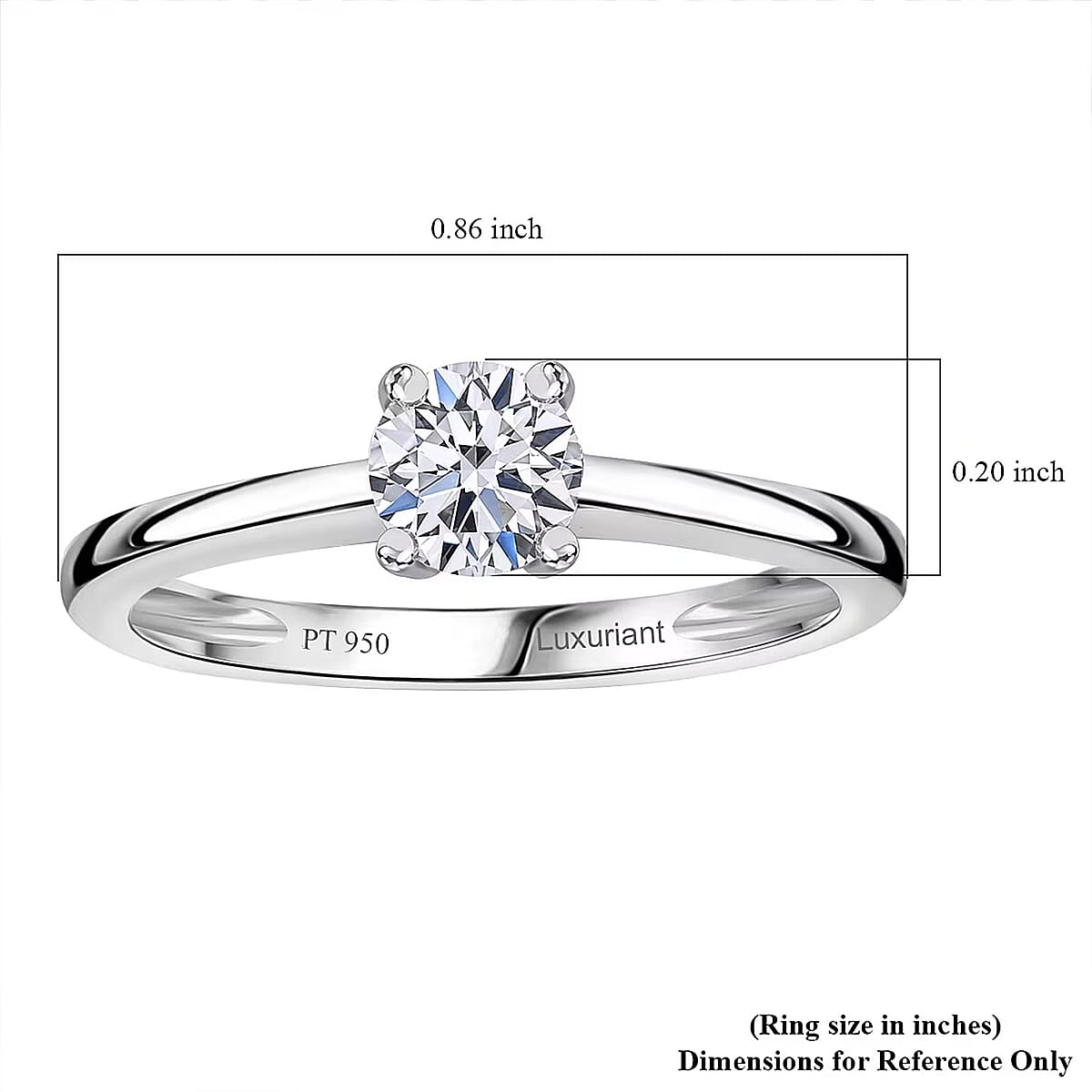 Luxuriant Lab Grown Diamond G VS 1.00 ctw Ring in 950 Platinum (Size 8.0) (Del. in 12-15 Days) image number 6