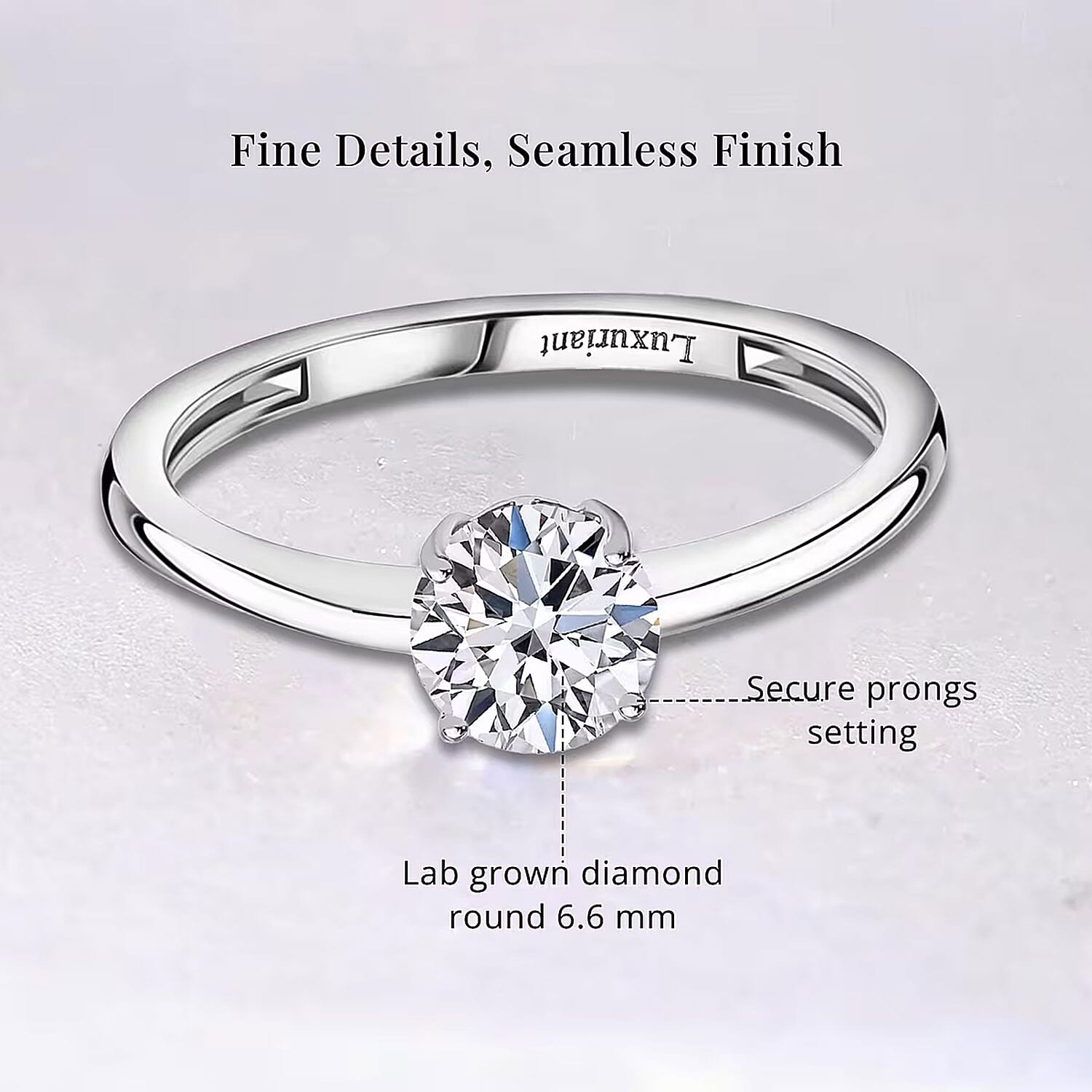Luxuriant Lab Grown Diamond G-H SI 1.00 ctw Ring in Platinum Over Sterling Silver (Size 10.0) (Del. in 12-15 Days) (Del. In 8-10 Days)
