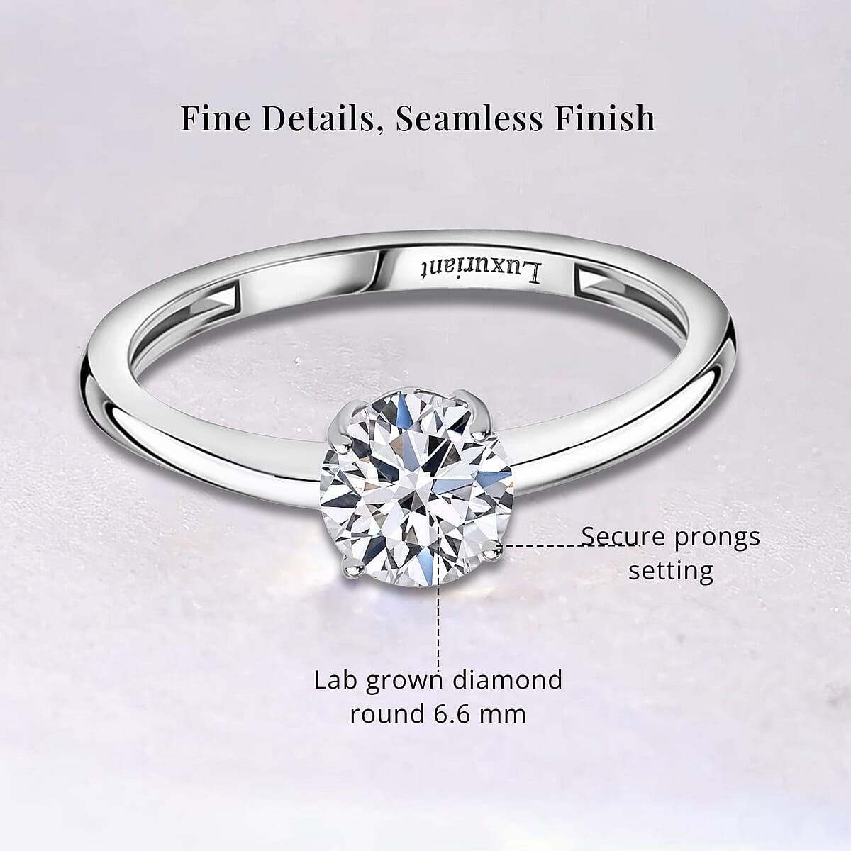 Luxuriant Lab Grown Diamond G-H SI 1.00 ctw Ring in Platinum Over Sterling Silver (Size 10.0) (Del. in 12-15 Days) image number 5