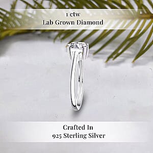 Luxuriant Lab Grown Diamond G-H SI 1.00 ctw Ring in Platinum Over Sterling Silver (Size 6.0) (Del. In 8-10 Days)