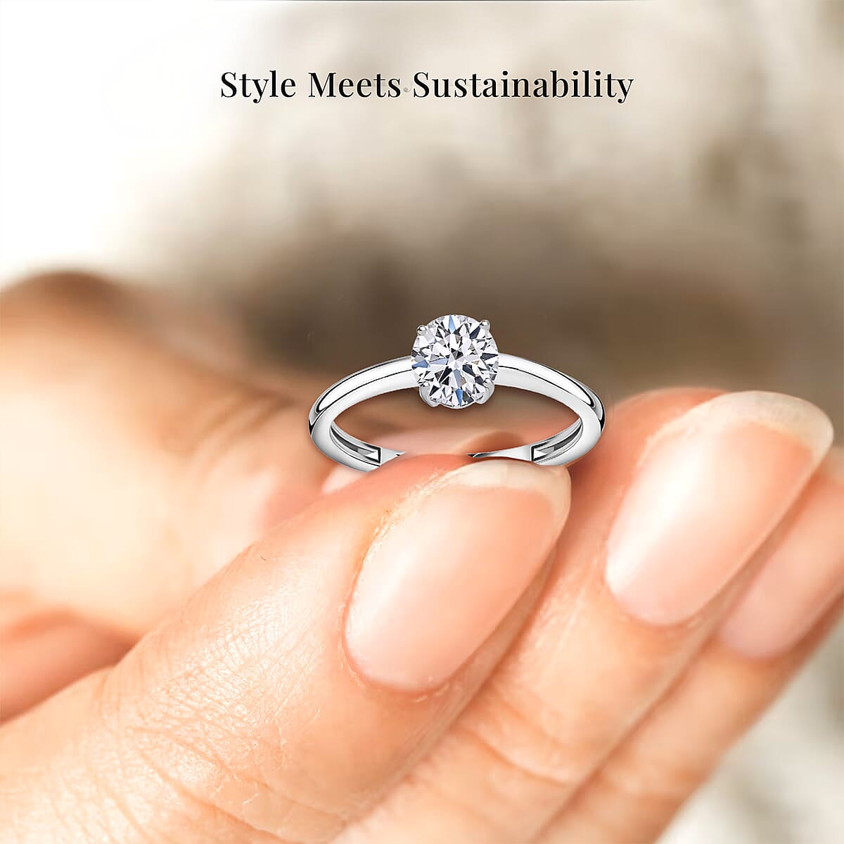Luxuriant Lab Grown Diamond G-H SI 1.00 ctw Ring in Platinum Over Sterling Silver (Size 8.0) (Del. in 12-15 Days) image number 4