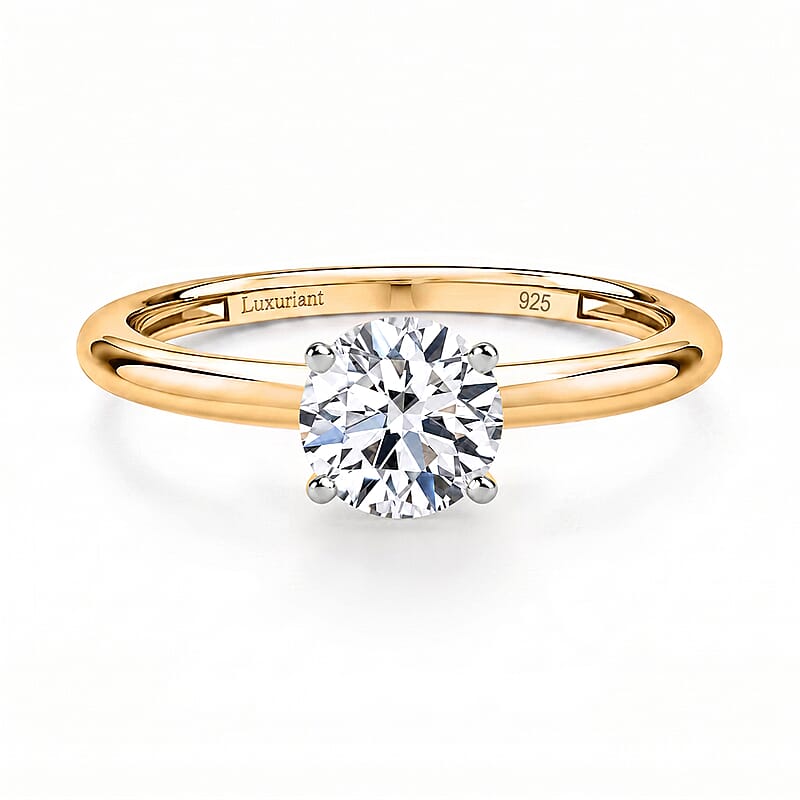 Luxuriant Lab Grown Diamond G-H SI 1.00 ctw Ring in 18K Vermeil Yellow Gold Over Sterling Silver (Size 10.0)