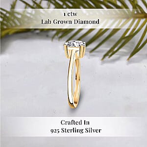 Luxuriant Lab Grown Diamond G-H SI 1.00 ctw Ring in 18K Vermeil Yellow Gold Over Sterling Silver (Size 10.0)
