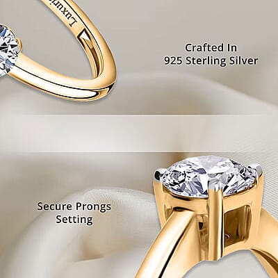 Luxuriant Lab Grown Diamond G-H SI 1.00 ctw Ring in 18K Vermeil Yellow Gold Over Sterling Silver (Size 10.0)