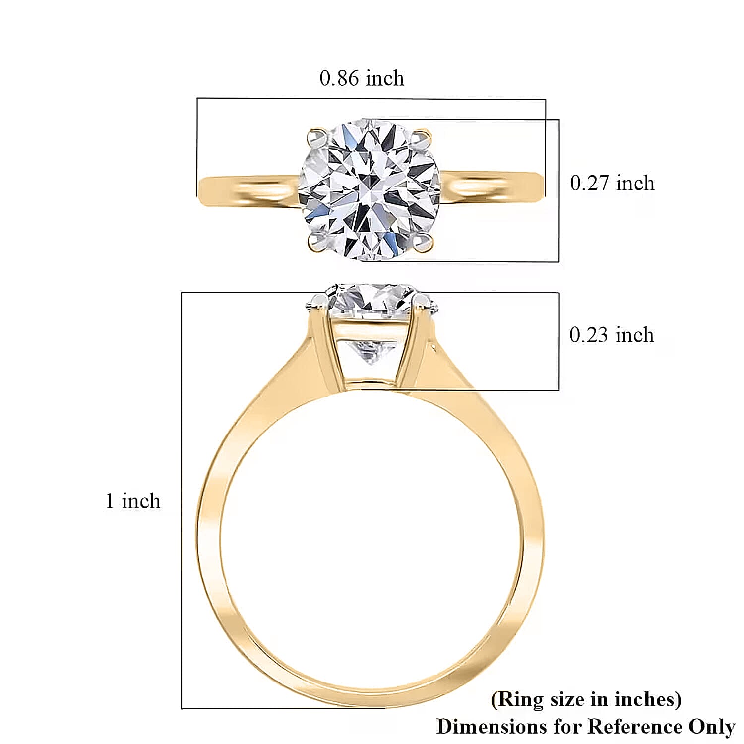 Luxuriant Lab Grown Diamond G-H SI 1.00 ctw Ring in 18K Vermeil Yellow Gold Over Sterling Silver (Size 10.0)