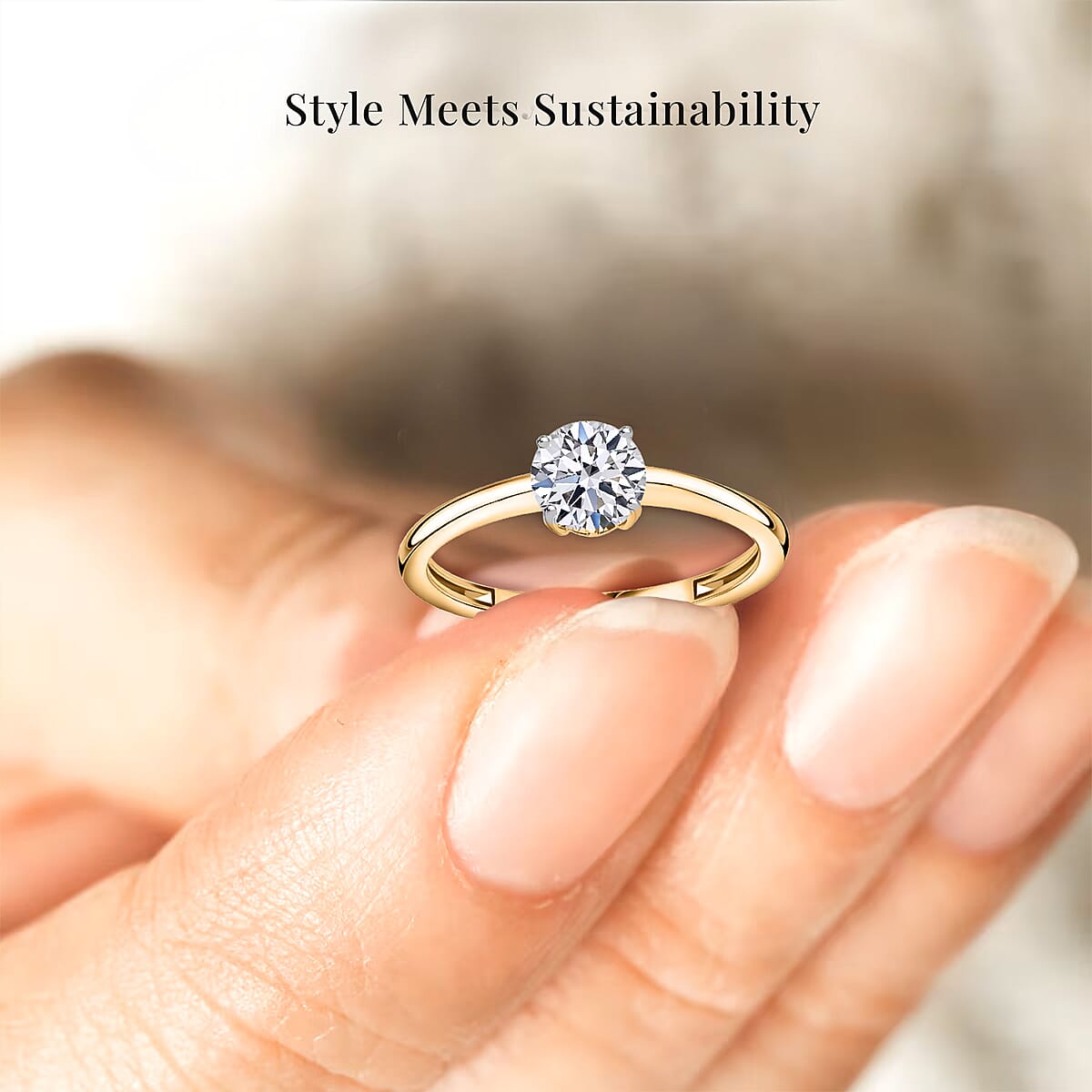 Luxuriant Lab Grown Diamond G-H SI 1.00 ctw Ring in 18K Vermeil Yellow Gold Over Sterling Silver (Size 11.0) (Del. in 12-15 Days) image number 4