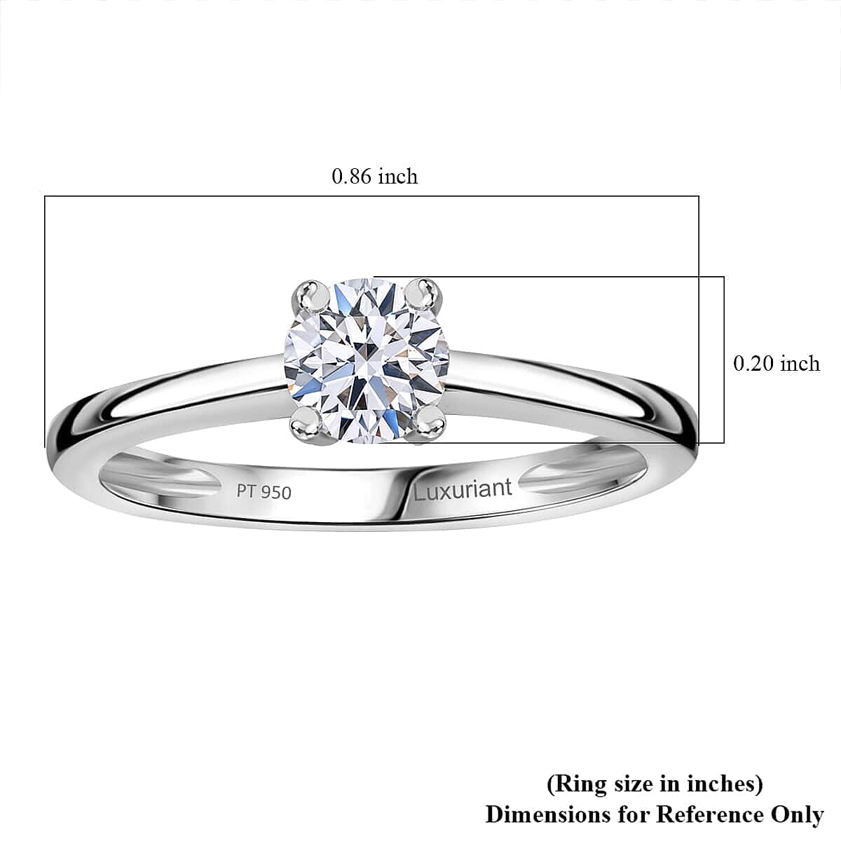 Luxuriant Lab Grown Diamond G VS 0.50 ctw Ring in 950 Platinum (Size 10.5) (Del. in 12-15 Days)