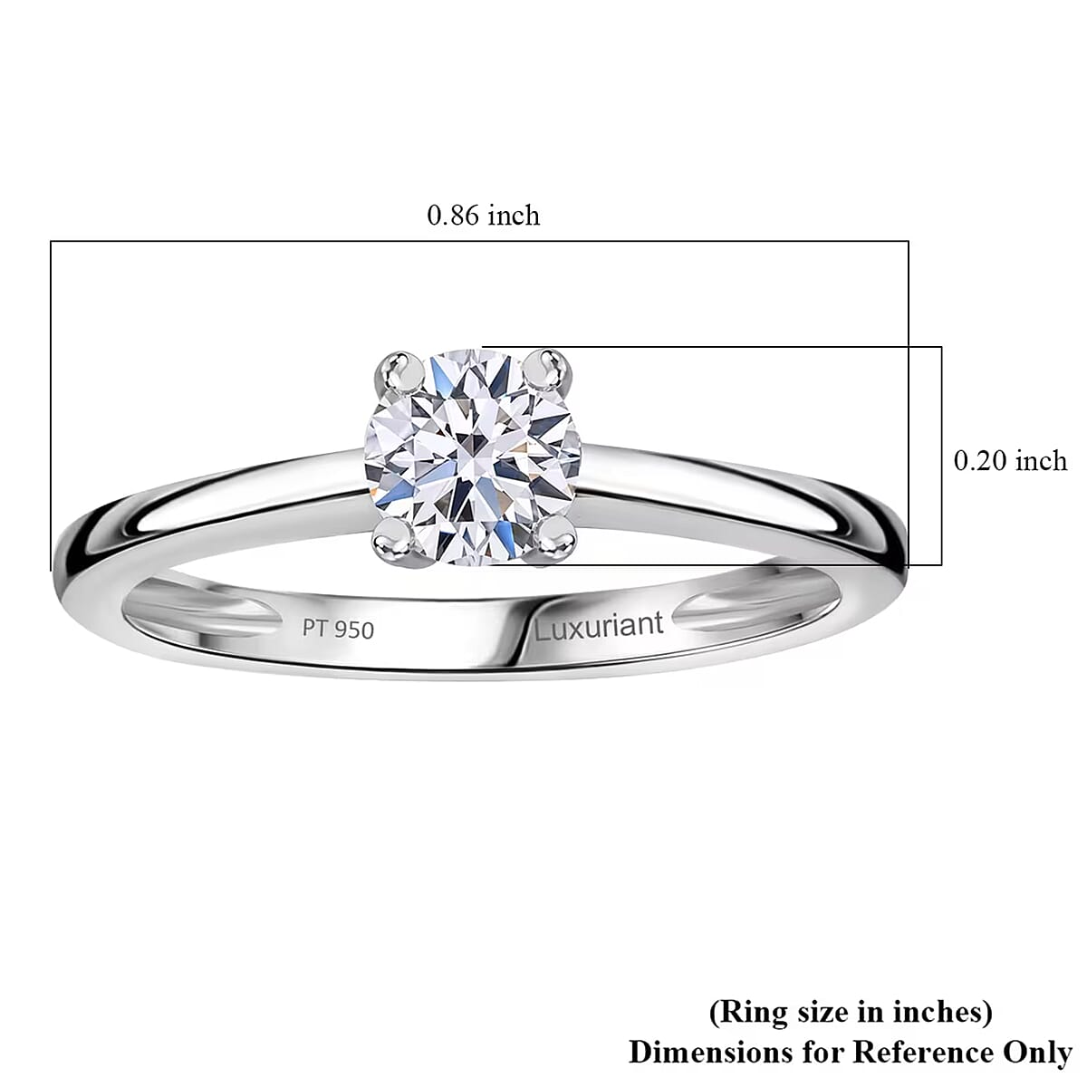 Luxuriant Lab Grown Diamond G VS 0.50 ctw Ring in 950 Platinum (Size 5.0) (Del. in 12-15 Days) image number 7