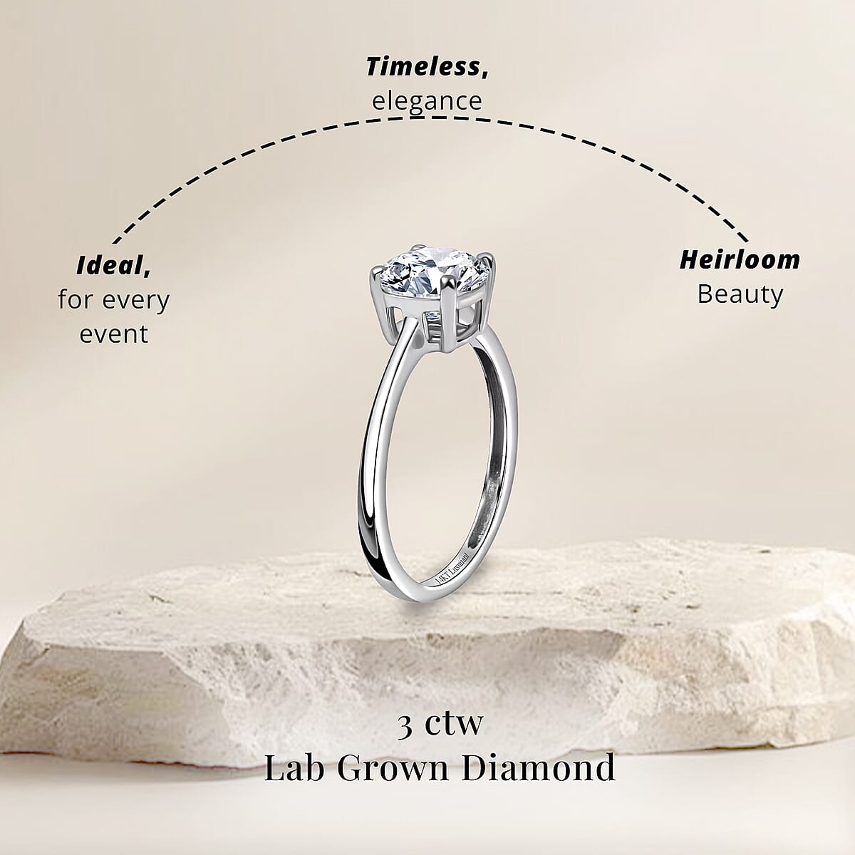 IGI Certified Luxuriant Lab Grown Diamond G VS 3.00 ctw Ring in 14K White Gold (Size 5.0) (Del. in 12-15 Days) image number 4