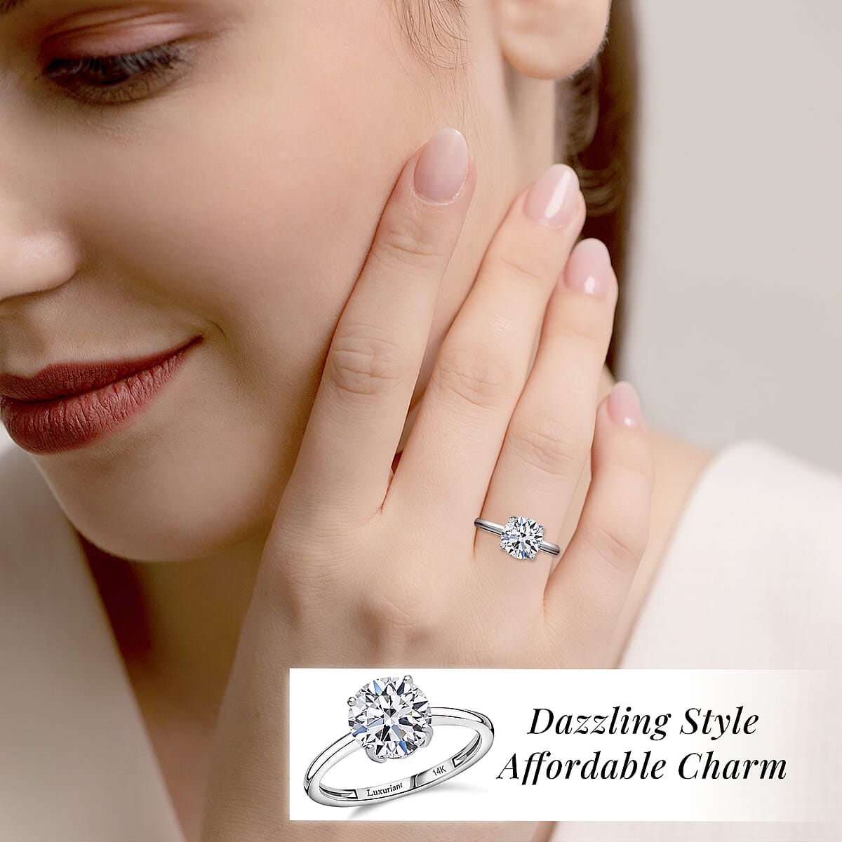 IGI Certified Luxuriant Lab Grown Diamond G VS 3.00 ctw Ring in 14K White Gold (Size 8.0) (Del. in 12-15 Days) image number 1