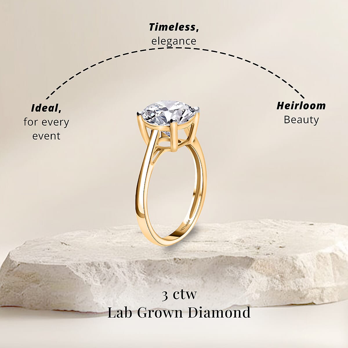 IGI Certified Luxuriant Lab Grown Diamond G VS 3.00 ctw Ring in 14K Yellow Gold (Size 5.0) (Del. in 12-15 Days) image number 4