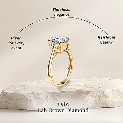 IGI Certified Luxuriant Lab Grown Diamond G VS 3.00 ctw Ring in 14K Yellow Gold (Size 6.0) (Del. in 12-15 Days)