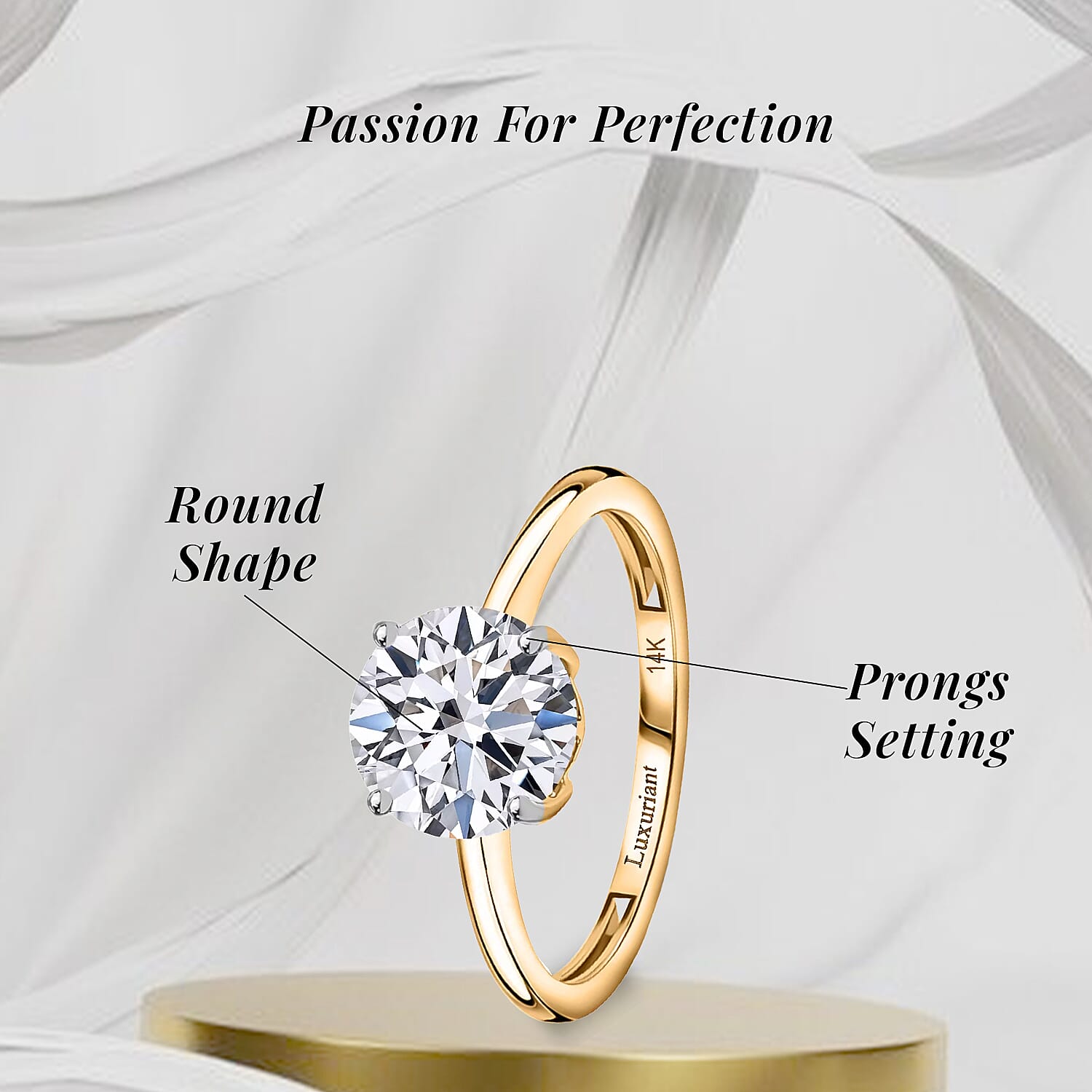 IGI Certified Luxuriant Lab Grown Diamond G VS 3.00 ctw Ring in 14K Yellow Gold (Size 6.0) (Del. in 12-15 Days)