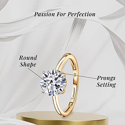 IGI Certified Luxuriant Lab Grown Diamond G VS 3.00 ctw Ring in 14K Yellow Gold (Size 6.0) (Del. in 12-15 Days)