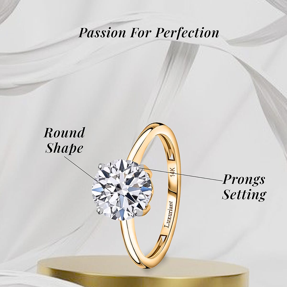 IGI Certified Luxuriant Lab Grown Diamond G VS 3.00 ctw Ring in 14K Yellow Gold (Size 7.0) image number 5