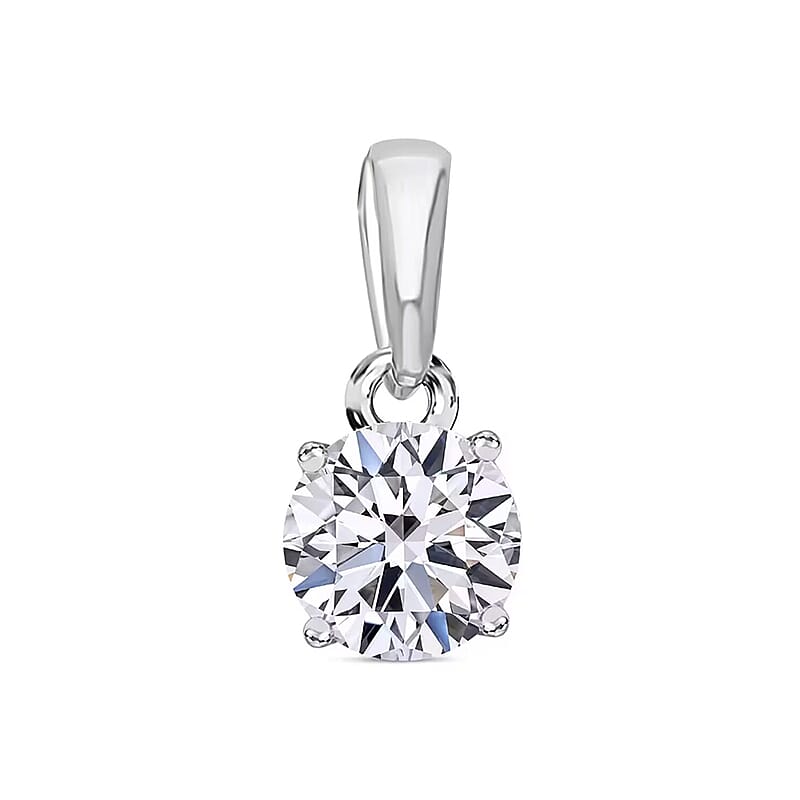 (Do Not Schedule For LS) Luxuriant Lab Grown Diamond (G-H, SI) 1.00 ctw Solitaire Pendant without Chain in Platinum Over Sterling Silver