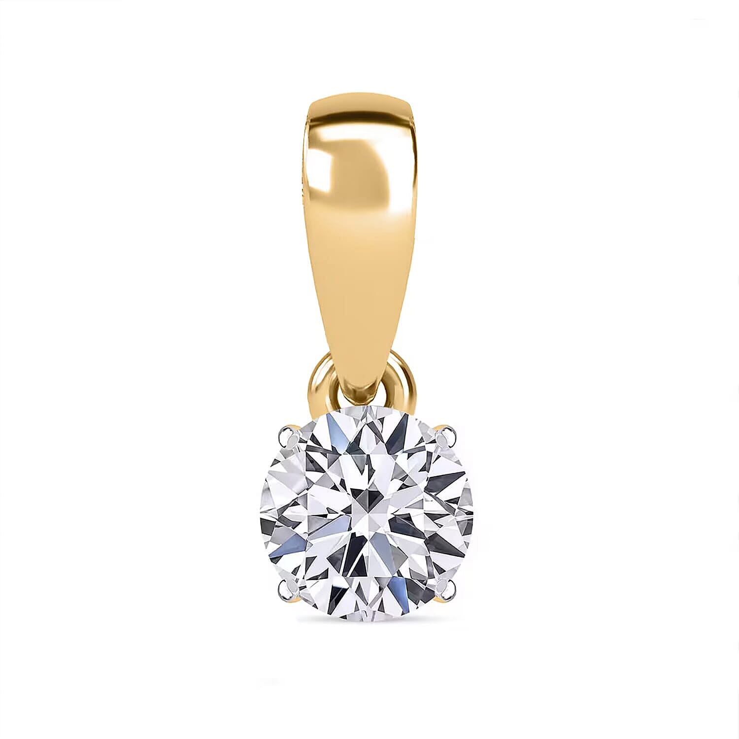 Luxuriant Lab Grown Diamond 1.00 ctw Solitaire Pendant without Chain in 18K Vermeil Yellow Gold Over Sterling Silver