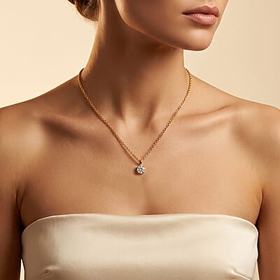 Luxuriant Lab Grown Diamond 1.00 ctw Solitaire Pendant without Chain in 18K Vermeil Yellow Gold Over Sterling Silver