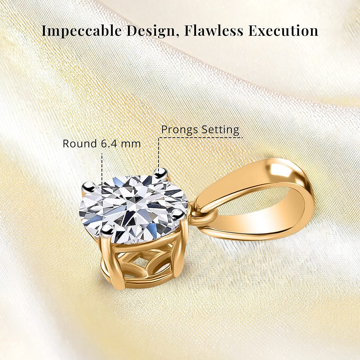 Luxuriant Lab Grown Diamond 1.00 ctw Solitaire Pendant without Chain in 18K Vermeil Yellow Gold Over Sterling Silver
