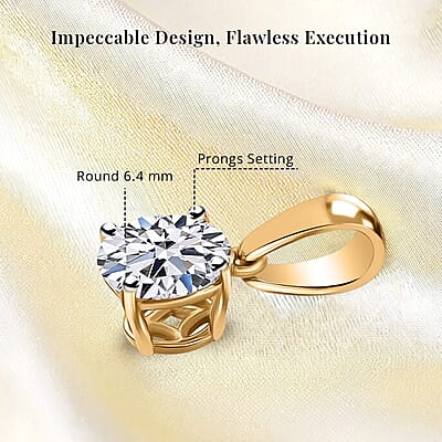 Luxuriant Lab Grown Diamond 1.00 ctw Solitaire Pendant without Chain in 18K Vermeil Yellow Gold Over Sterling Silver