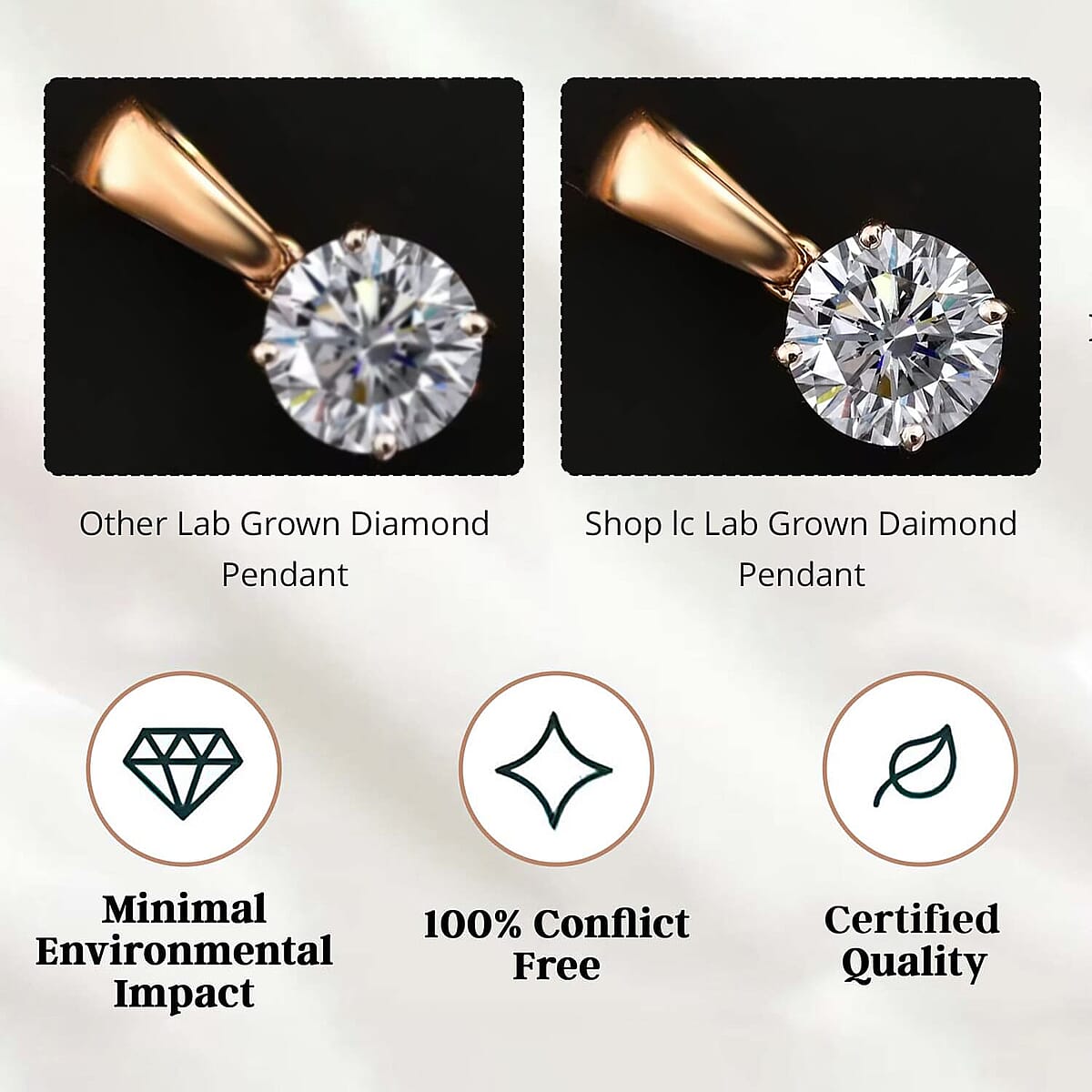 Luxuriant Lab Grown Diamond 1.00 ctw Solitaire Pendant without Chain in 18K Vermeil Yellow Gold Over Sterling Silver image number 6