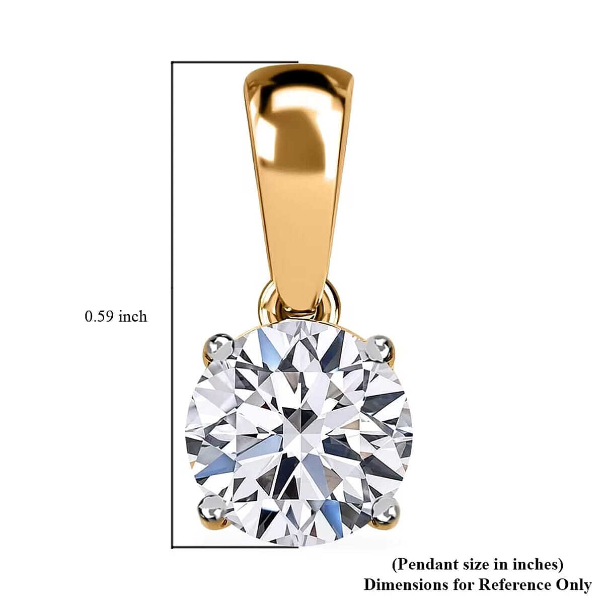 Luxuriant Lab Grown Diamond 1.00 ctw Solitaire Pendant without Chain in 18K Vermeil Yellow Gold Over Sterling Silver image number 9