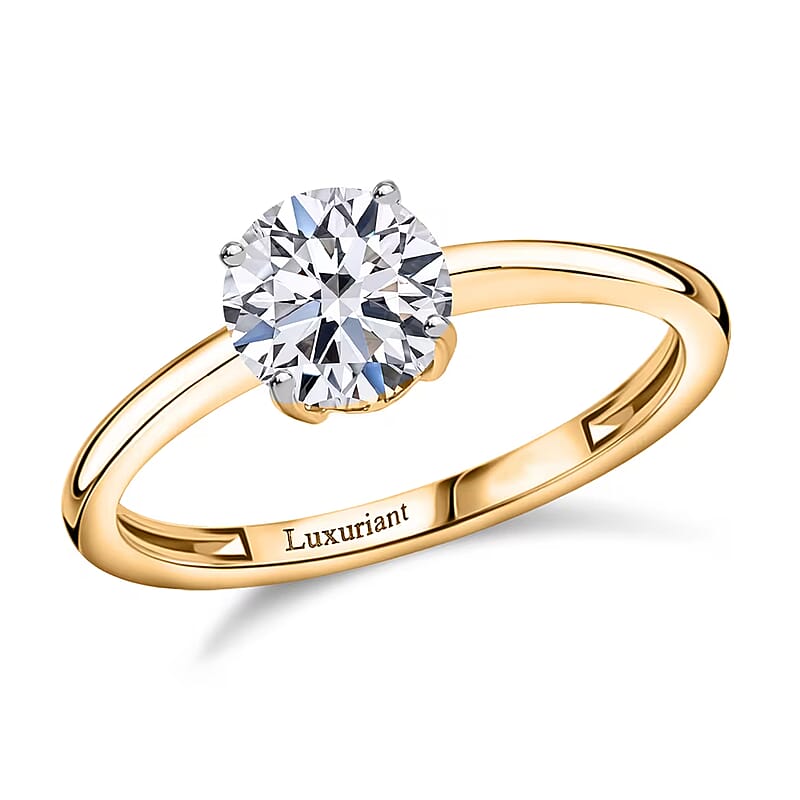 Luxuriant Lab Grown Diamond (G-H, SI) Ring in Vermeil YG Over Sterling Silver (Size 6.0) 1.50 ctw