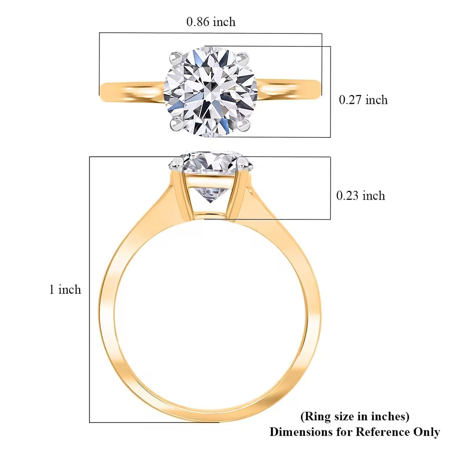 Luxuriant Lab Grown Diamond (G-H, SI) Ring in Vermeil YG Over Sterling Silver (Size 6.0) 1.50 ctw