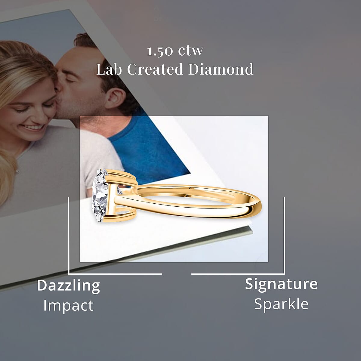 Luxuriant Lab Grown Diamond G-H SI 1.50 ctw Ring in Vermeil Yellow Gold Over Sterling Silver (Size 7.0) (Del. in 12-15 Days) image number 4