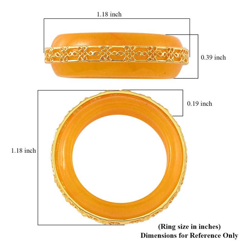 Yellow Jade (D) 26.75 ctw Ruyi Knot Band Ring in 18K Vermeil Yellow Gold Over Sterling Silver (Size 9.0)