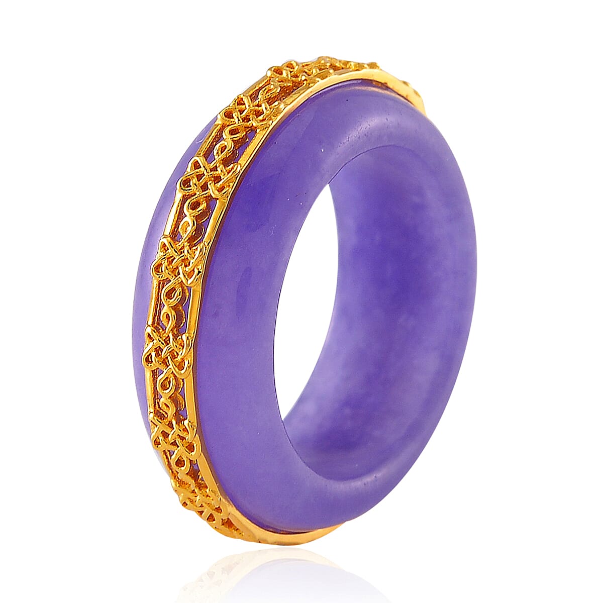 Purple Jade (D) 26.65 ctw Ruyi Knot Band Ring in 18K Vermeil Yellow Gold Over Sterling Silver (Size 6.0)