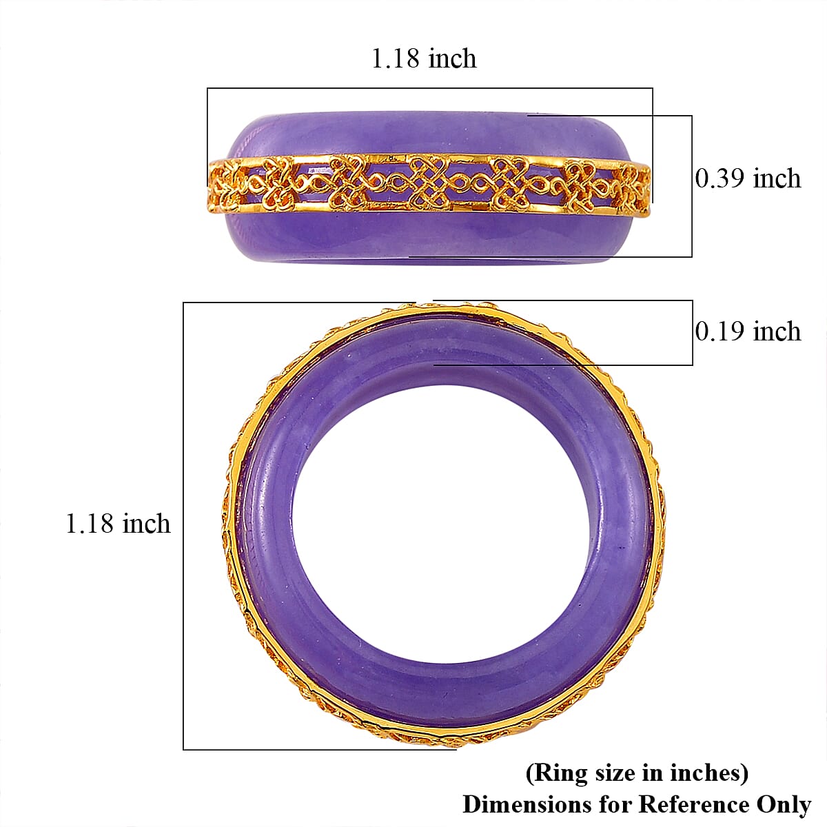 Purple Jade (D) 26.65 ctw Ruyi Knot Band Ring in 18K Vermeil Yellow Gold Over Sterling Silver (Size 6.0)