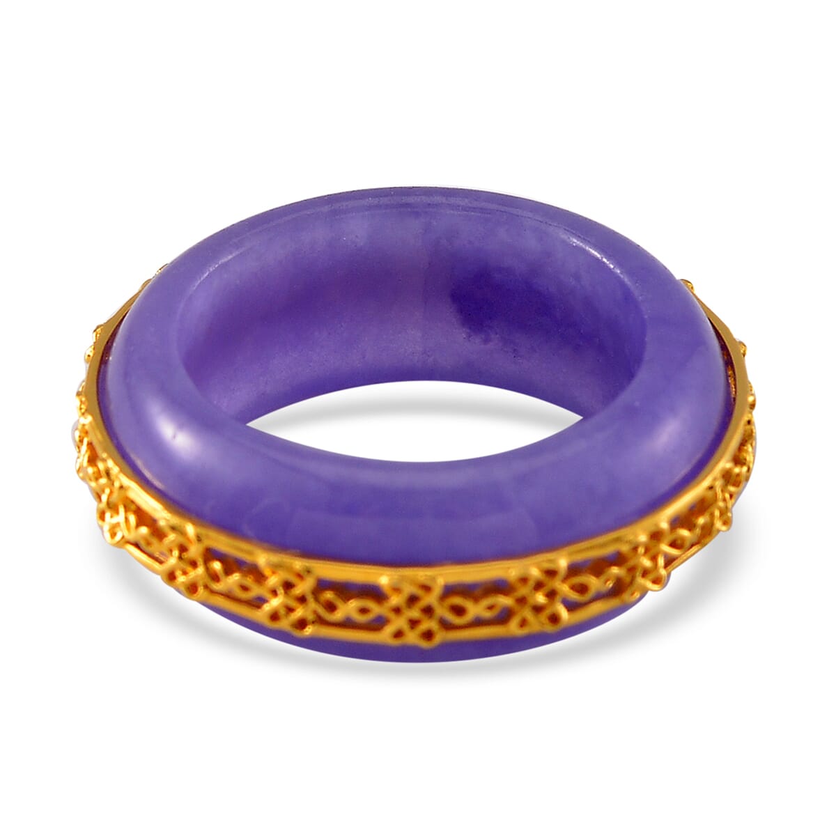 Purple Jade (D) 26.65 ctw Ruyi Knot Band Ring in 18K Vermeil Yellow Gold Over Sterling Silver (Size 9.0) image number 3