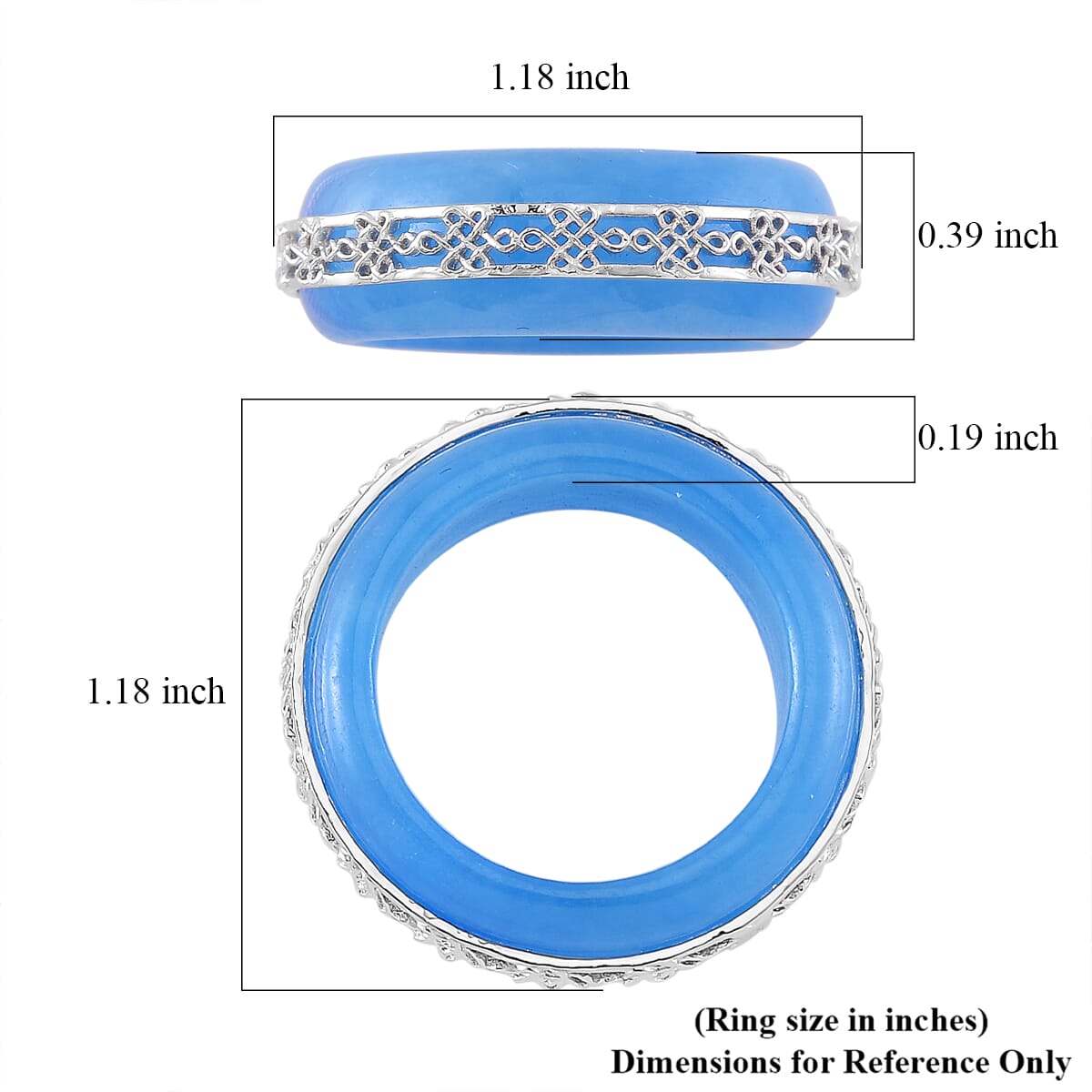 Blue Jade (D) 26.65 ctw Ruyi Knot Band Ring in Platinum Over Sterling Silver (Size 10.0) image number 4