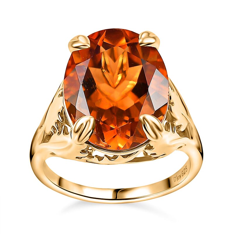 Premium Santa Ana Madeira Citrine 8.85 ctw Ethereal Leaf Ring in 18K Vermeil Yellow Gold Over Sterling Silver (Size 10.0)