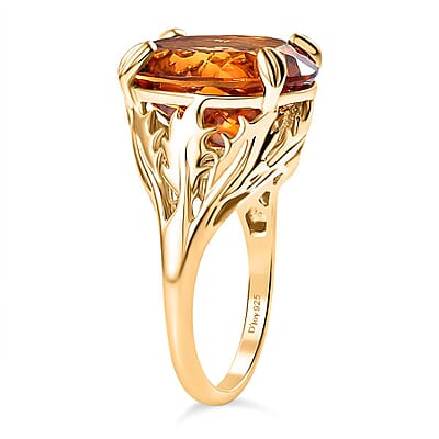 Premium Santa Ana Madeira Citrine 8.85 ctw Ethereal Leaf Ring in 18K Vermeil Yellow Gold Over Sterling Silver (Size 10.0)