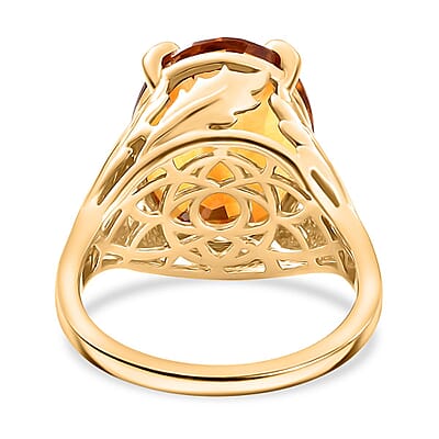 Premium Santa Ana Madeira Citrine 8.85 ctw Ethereal Leaf Ring in 18K Vermeil Yellow Gold Over Sterling Silver (Size 10.0)