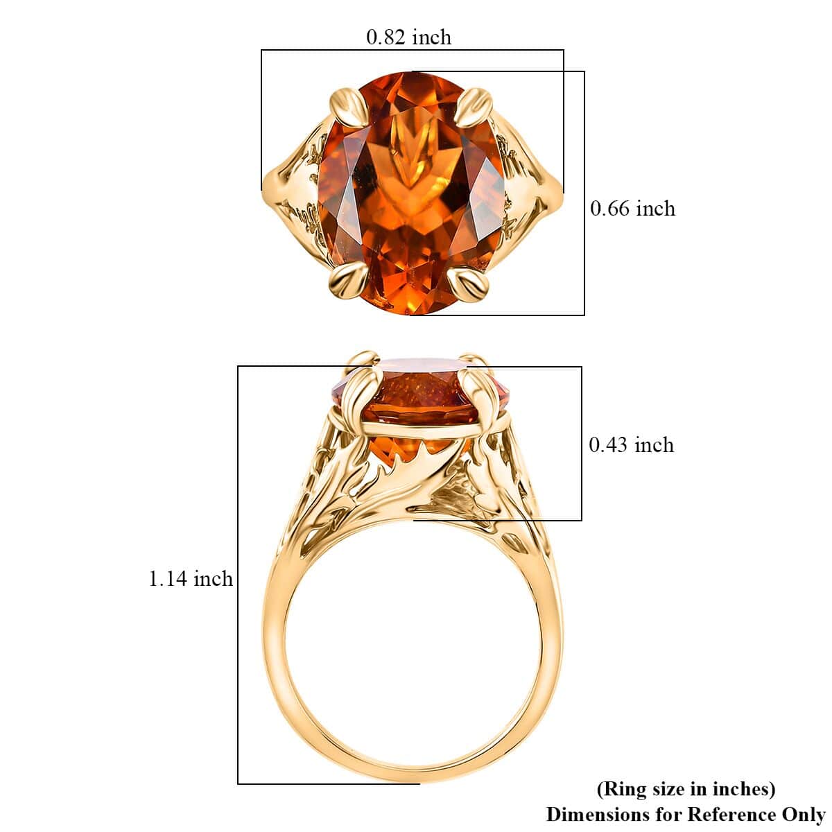 Premium Santa Ana Madeira Citrine Ethereal Leaf Ring in 18K Vermeil YG Over Sterling Silver (Size 7.0) 8.85 ctw image number 5