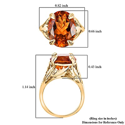 Premium Santa Ana Madeira Citrine 8.85 ctw Ethereal Leaf Ring in 18K Vermeil Yellow Gold Over Sterling Silver (Size 10.0)