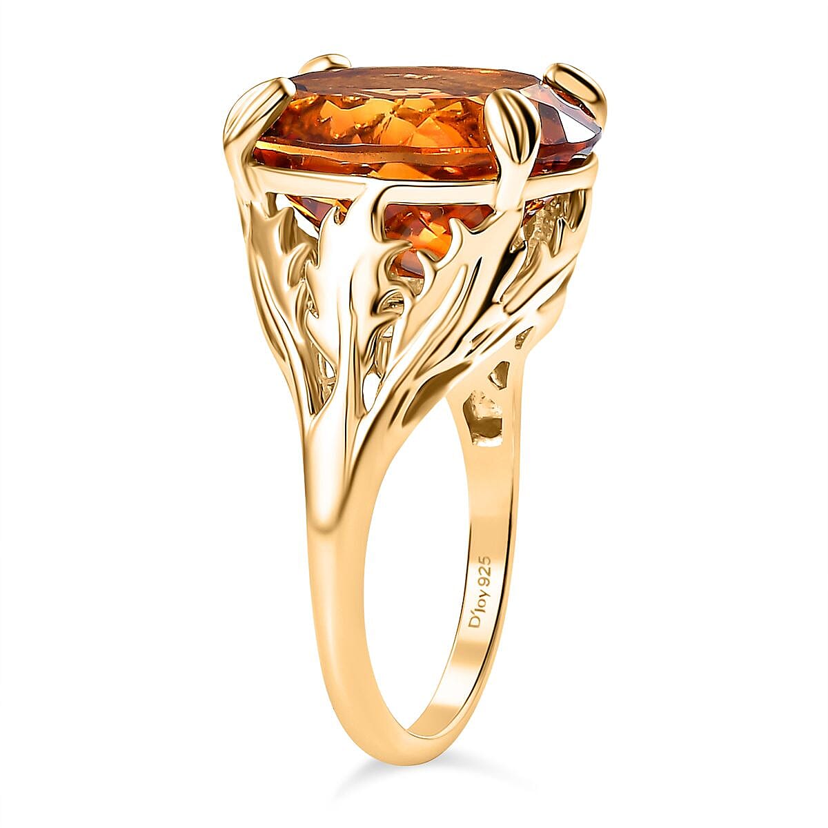 Premium Santa Ana Madeira Citrine 8.85 ctw Ethereal Leaf Ring in 18K Vermeil Yellow Gold Over Sterling Silver (Size 7.0) image number 3