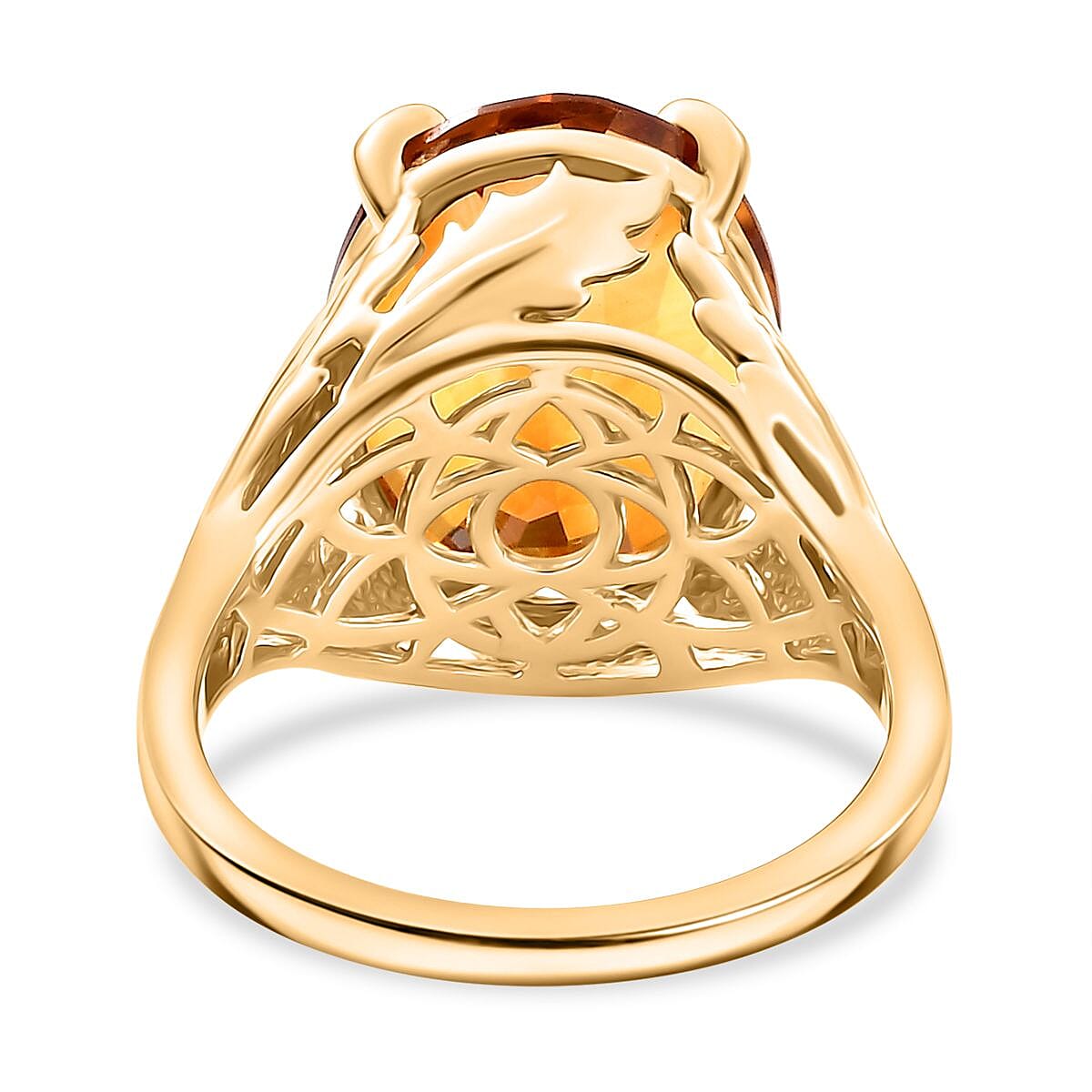 Premium Santa Ana Madeira Citrine 8.85 ctw Ethereal Leaf Ring in 18K Vermeil Yellow Gold Over Sterling Silver (Size 7.0) image number 4