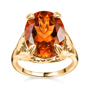 Premium Santa Ana Madeira Citrine 8.85 ctw Ethereal Leaf Ring in 18K Vermeil Yellow Gold Over Sterling Silver (Size 8.0)