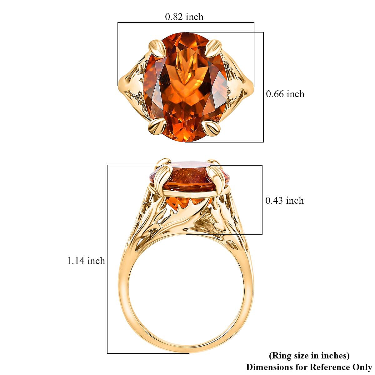 D'Joy Premium Santa Ana Madeira Citrine 8.85 ctw Ethereal Leaf Ring in 18K Vermeil Yellow Gold Over Sterling Silver (Size 9.0) image number 5