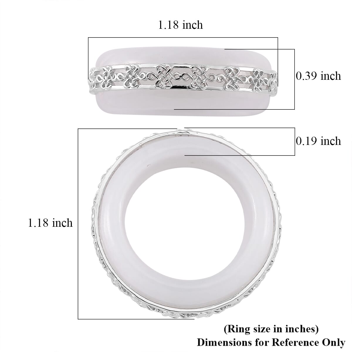 Natural Jade 27.50 ctw Ruyi Knot Band Ring in Platinum Over Sterling Silver (Size 7.0) image number 4