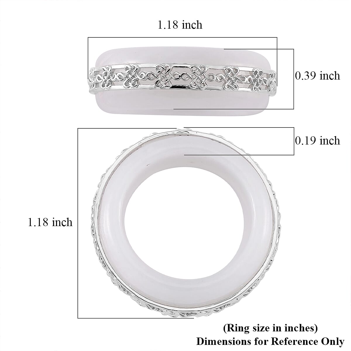 Natural Jade 27.50 ctw Ruyi Knot Band Ring in Platinum Over Sterling Silver (Size 9.0) image number 4